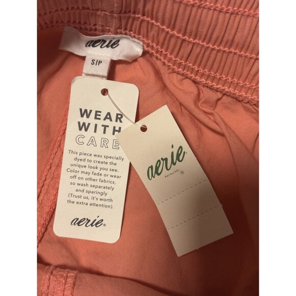 Aerie Wide Leg Cargo 100% Cotton Women’s Pants Sz SP Peach NWT - Picture 5 of 6